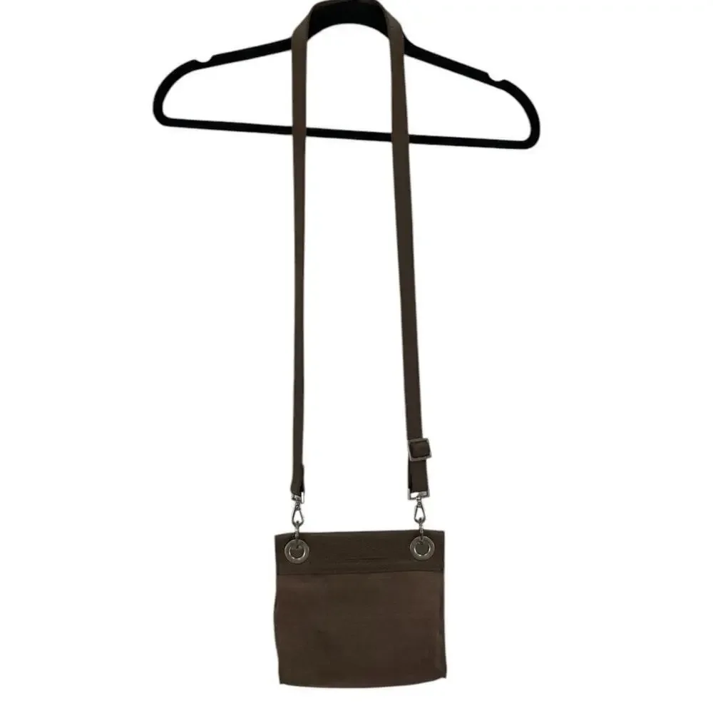 Hammitt Tony Small Taupe‎ Embossed Suede Crossbody Handbag Adjustable Strap - Picture 9 of 14